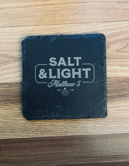 Laser Engraved Slate Coaster with Vintage Christian Designs