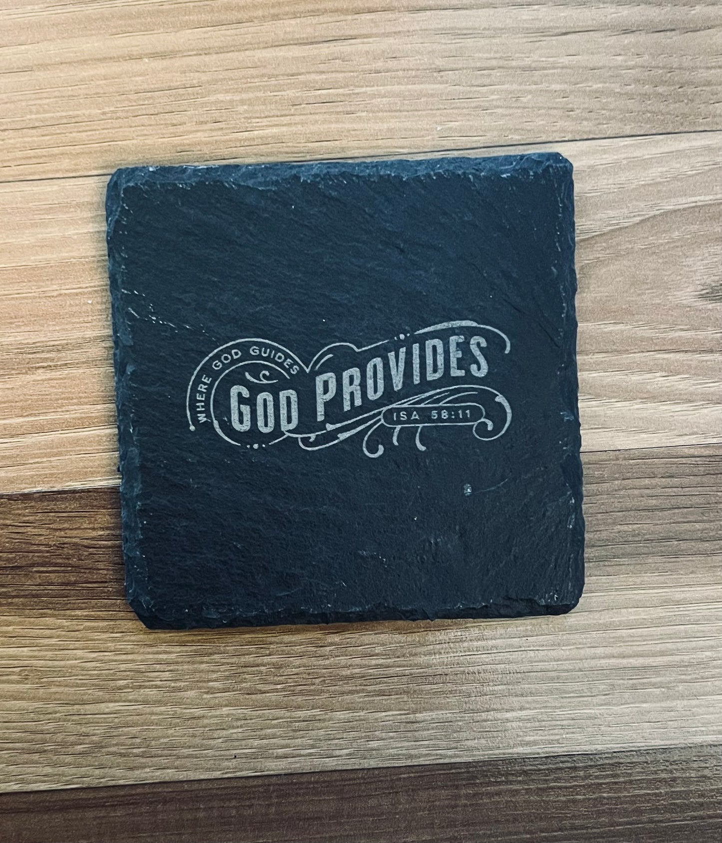 Laser Engraved Slate Coaster with Vintage Christian Designs