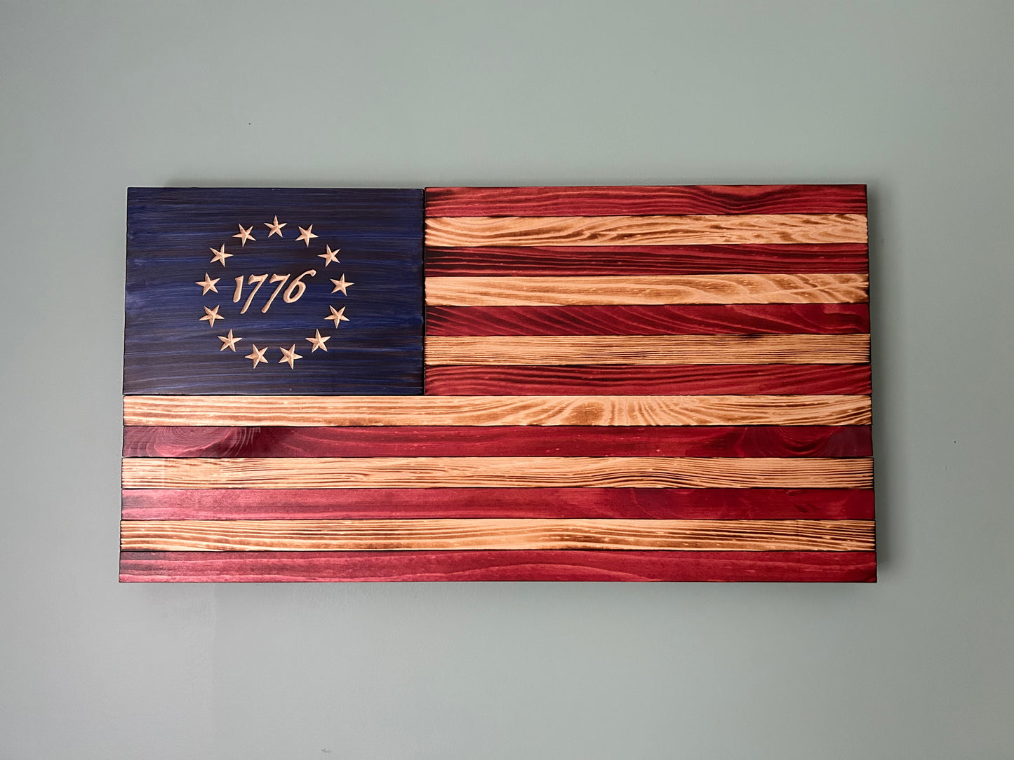 Wood American Flag | Handmade | Betsy Ross 1776 Union | Red White & Blue