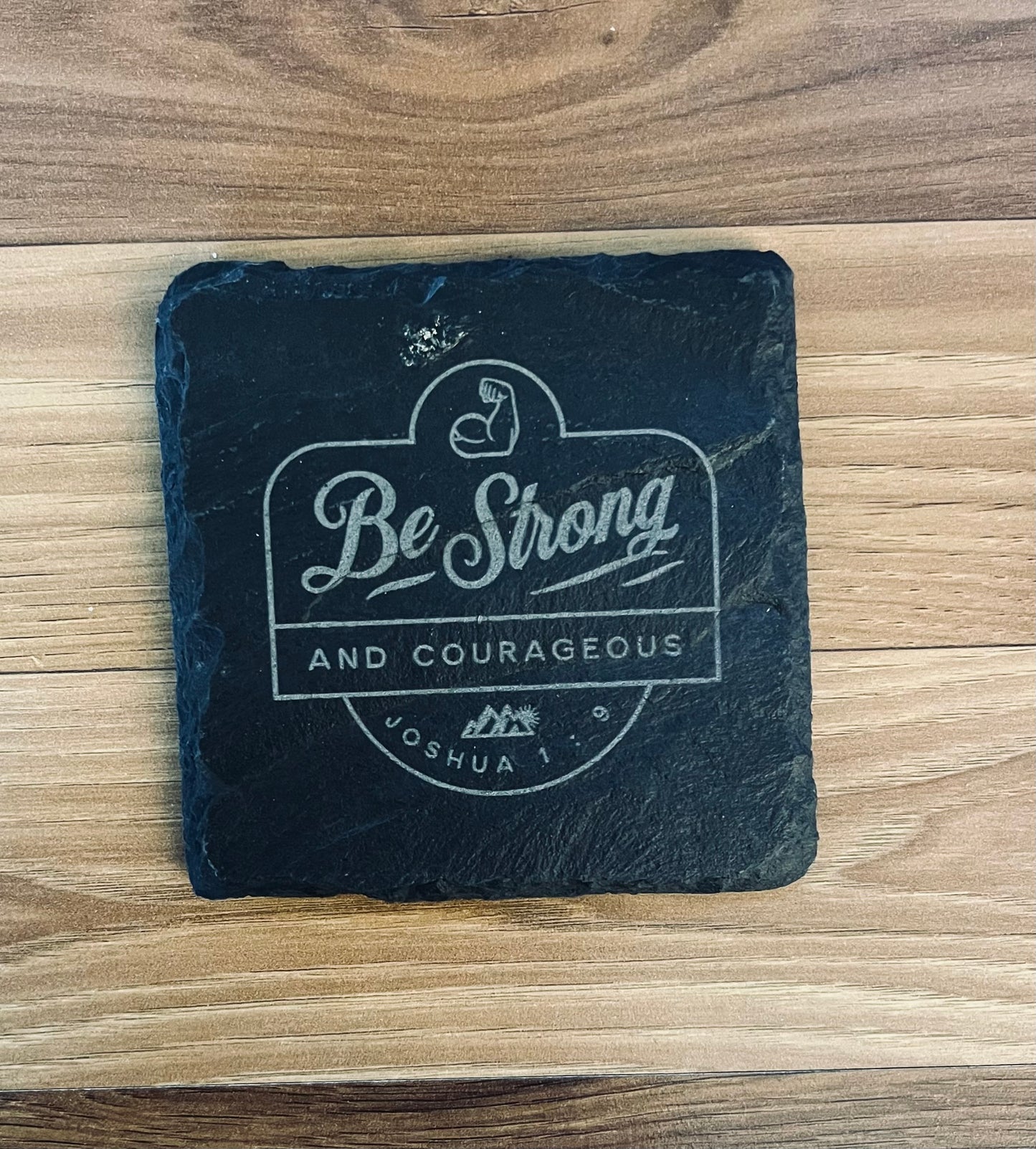 Laser Engraved Slate Coaster with Vintage Christian Designs