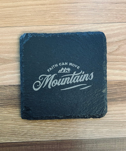 Laser Engraved Slate Coaster with Vintage Christian Designs