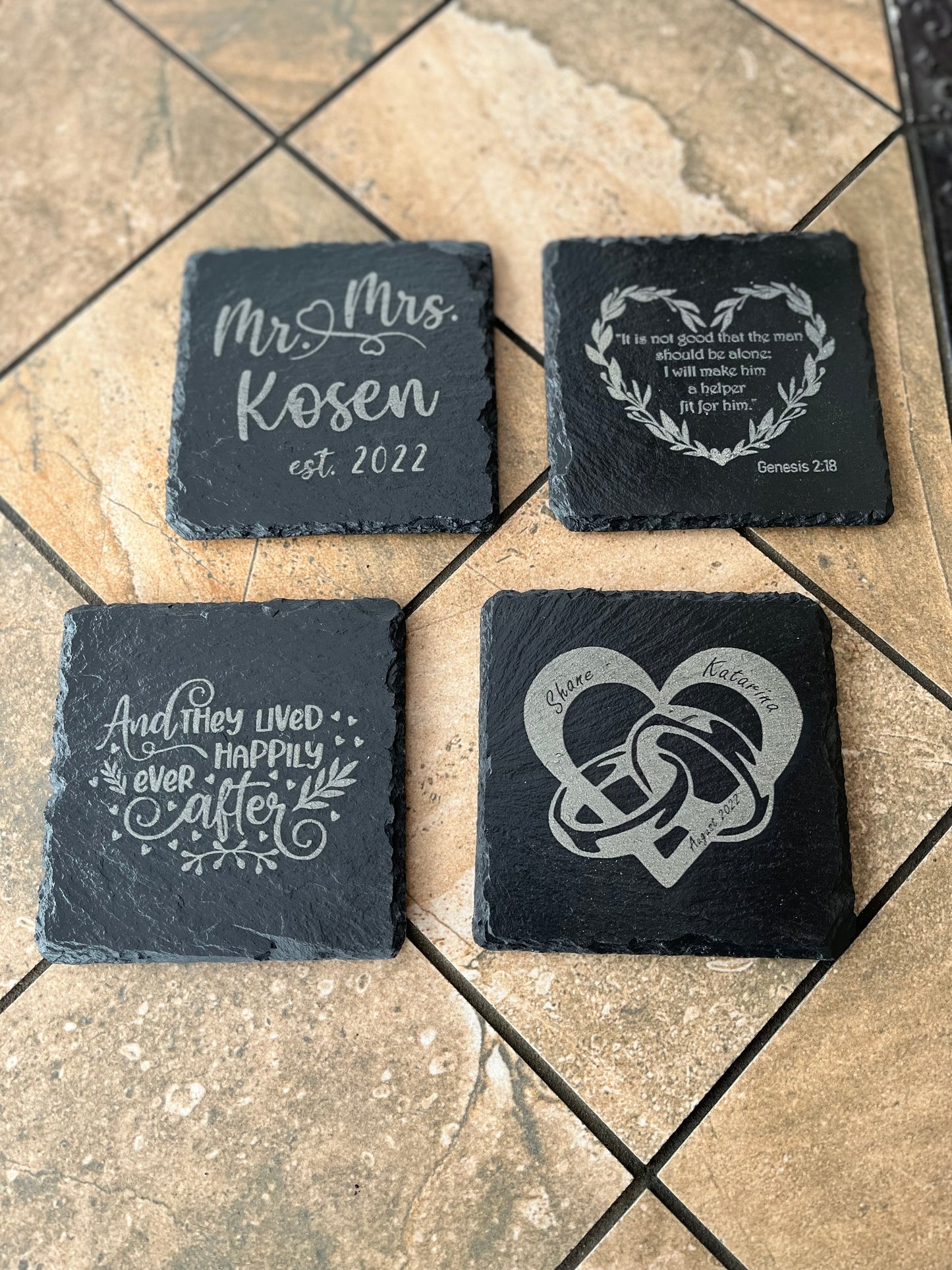 Custom Laser Engraved Slate Coaster