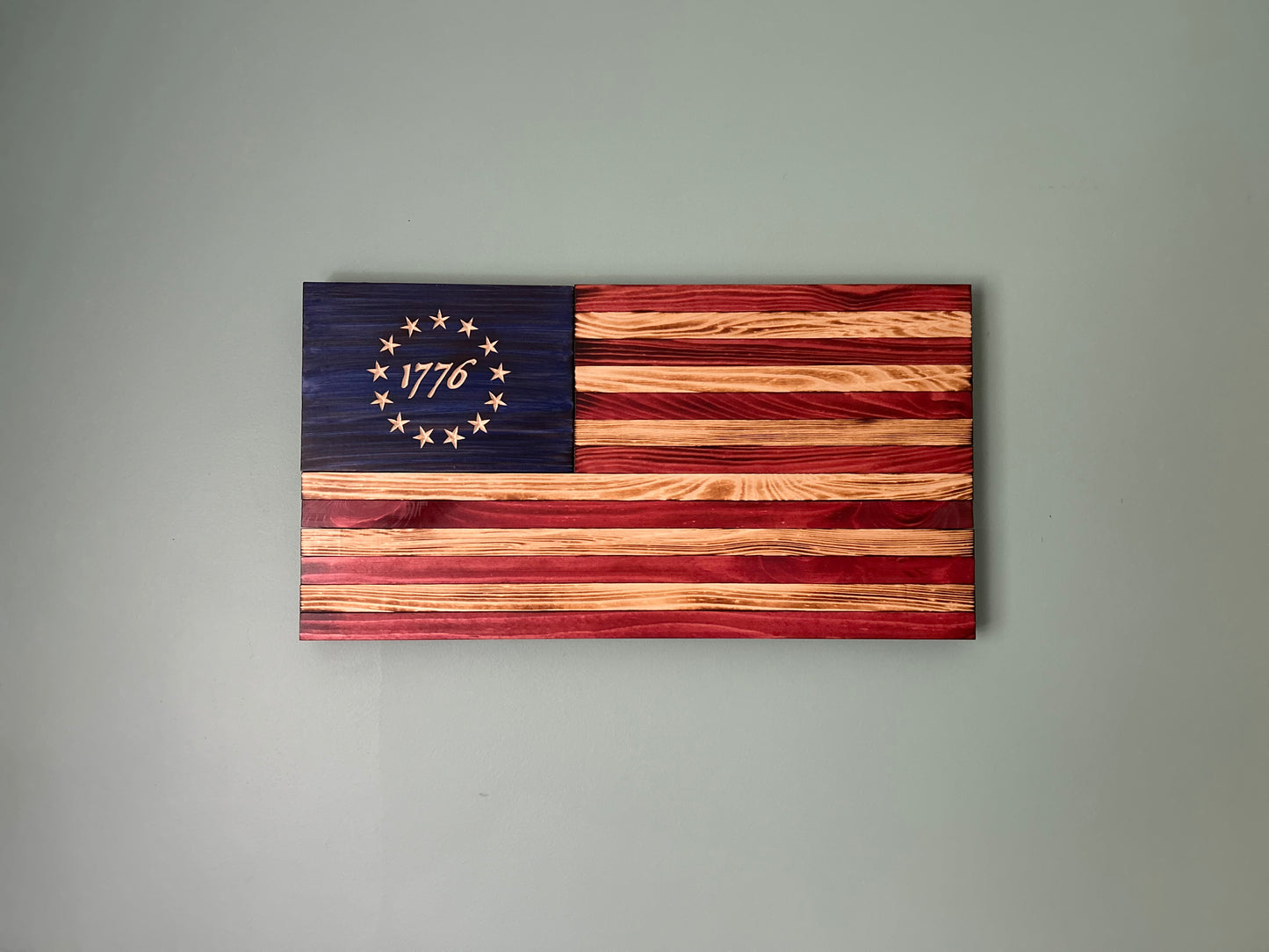 Wood American Flag | Handmade | Betsy Ross 1776 Union | Red White & Blue