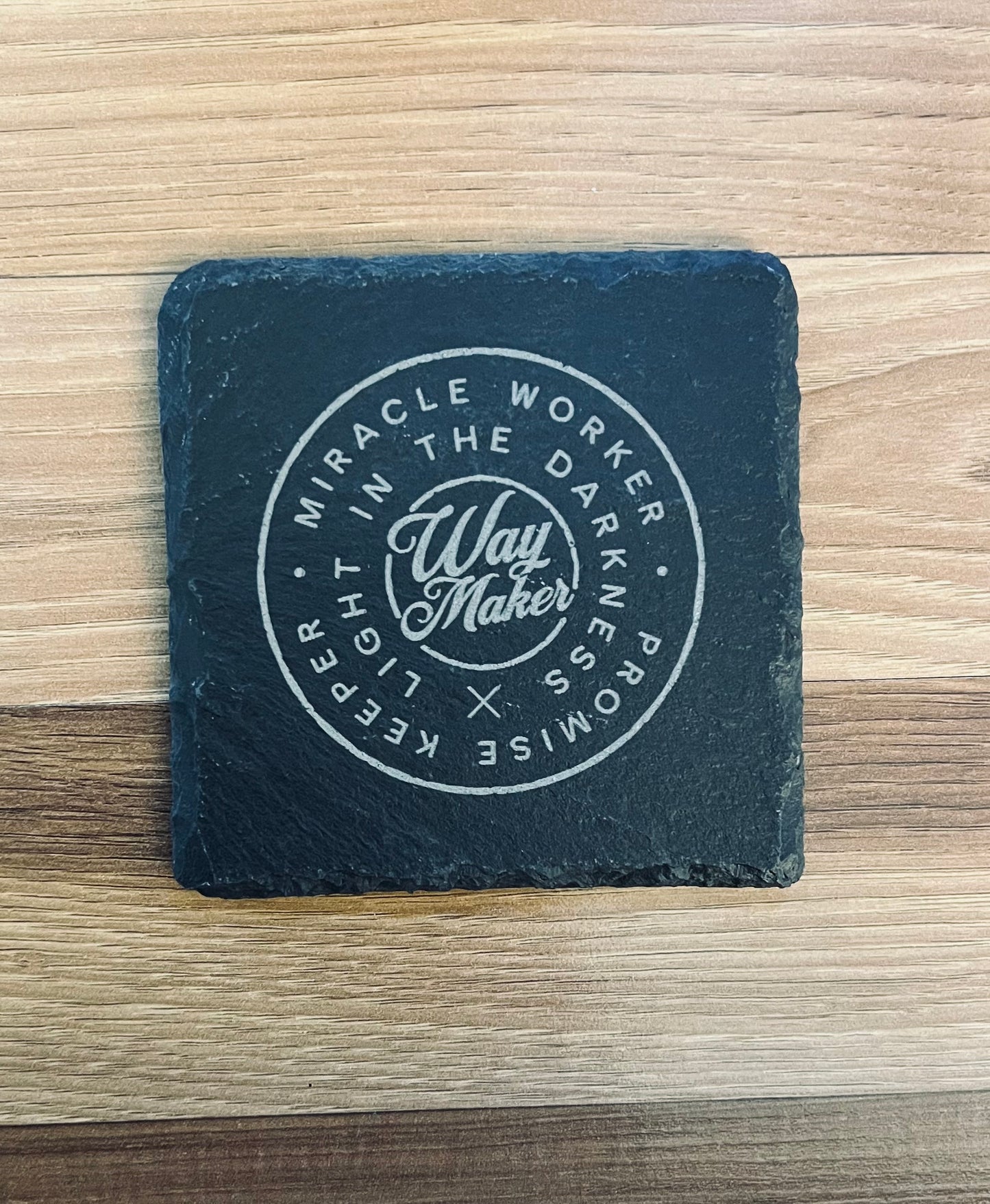 Laser Engraved Slate Coaster with Vintage Christian Designs