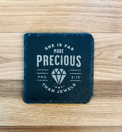 Laser Engraved Slate Coaster with Vintage Christian Designs