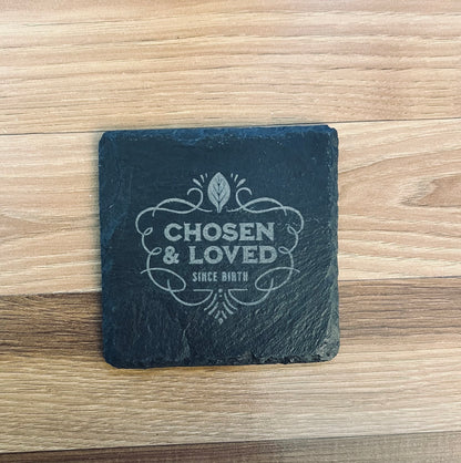 Laser Engraved Slate Coaster with Vintage Christian Designs