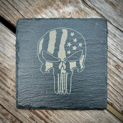 Laser Engraved Slate Coaster with Patriotic Designs