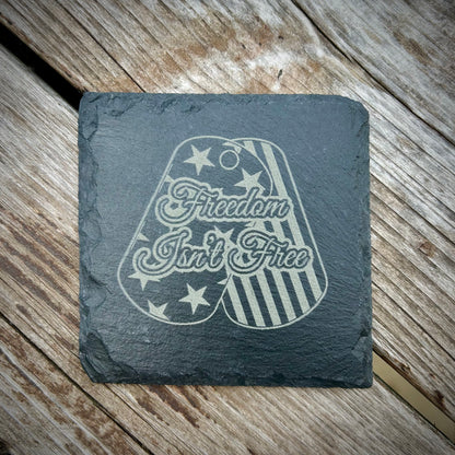 Laser Engraved Slate Coaster with Patriotic Designs