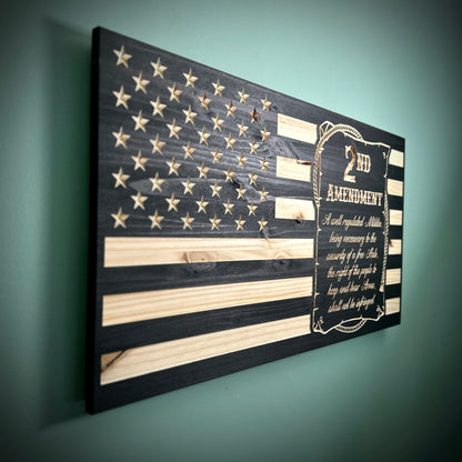 Wood American Flag | CNC Carved | 2nd Amendment