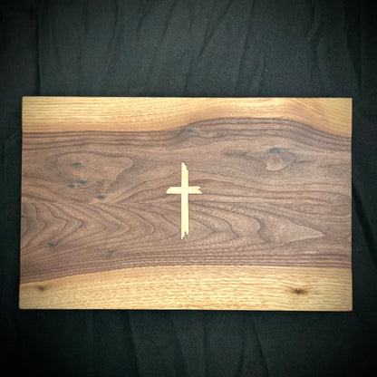 Walnut Face Grain Cutting Board with Maple Cross Inlay