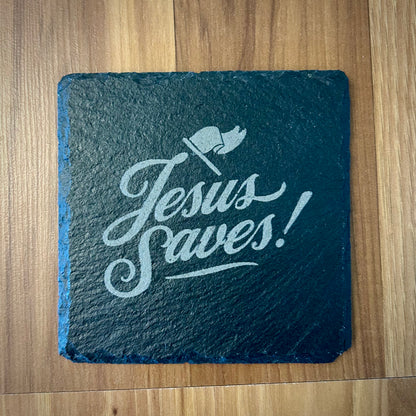 Laser Engraved Slate Coaster with Vintage Christian Designs