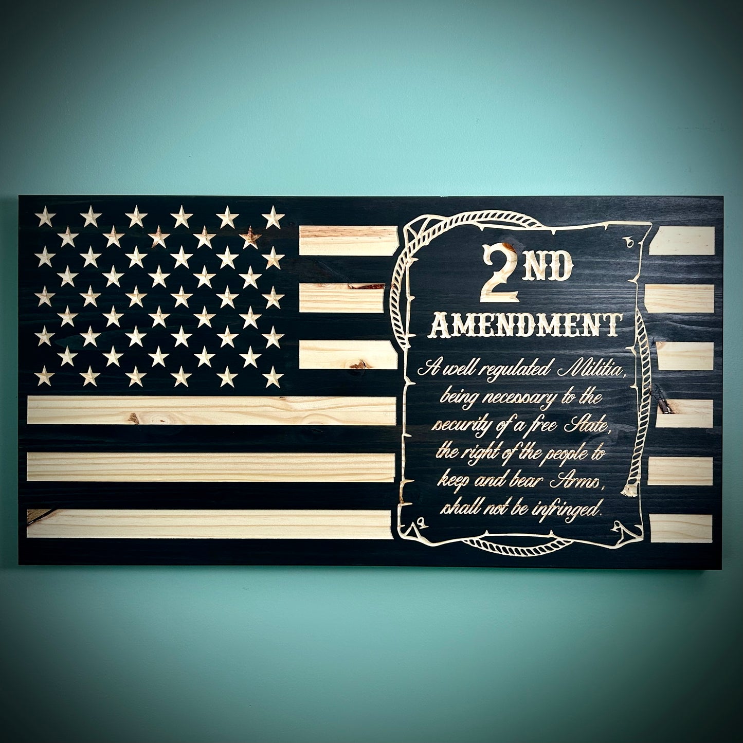 Wood American Flag | CNC Carved | 2nd Amendment